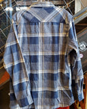 Indigo Snap Front Long Sleeve Plaid Flannel Shirt
