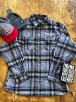 Light Grey Snap Front Long Sleeve Plaid Flannel Shirt